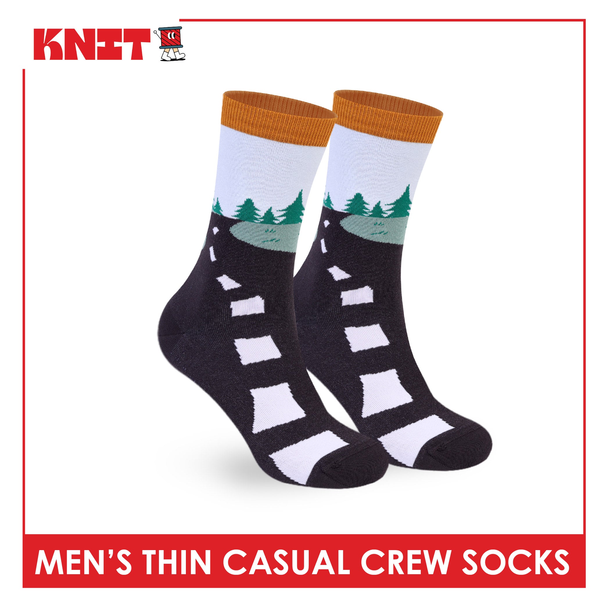 Knit Men's Cotton Thin Casual Crew Socks 1 pair KMC611