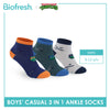 Biofresh | TMNT Boys’ Antimicrobial Cotton Lite Casual Ankle Socks 3 pairs in 1 pack NTRBCG534
