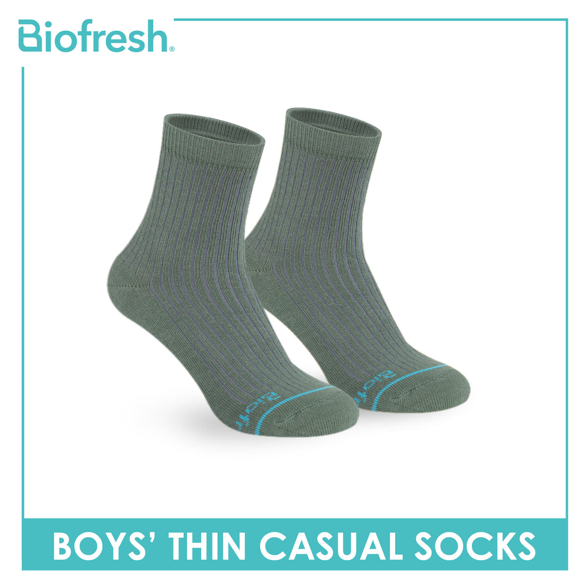 Biofresh Boys’ Antimicrobial Cotton Thin Casual Socks 1 pair in 1 pack RBC631