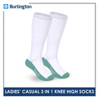 Burlington Ladie's Cotton Thin Casual Knee High Socks 3 pairs in a pack BLKHG1