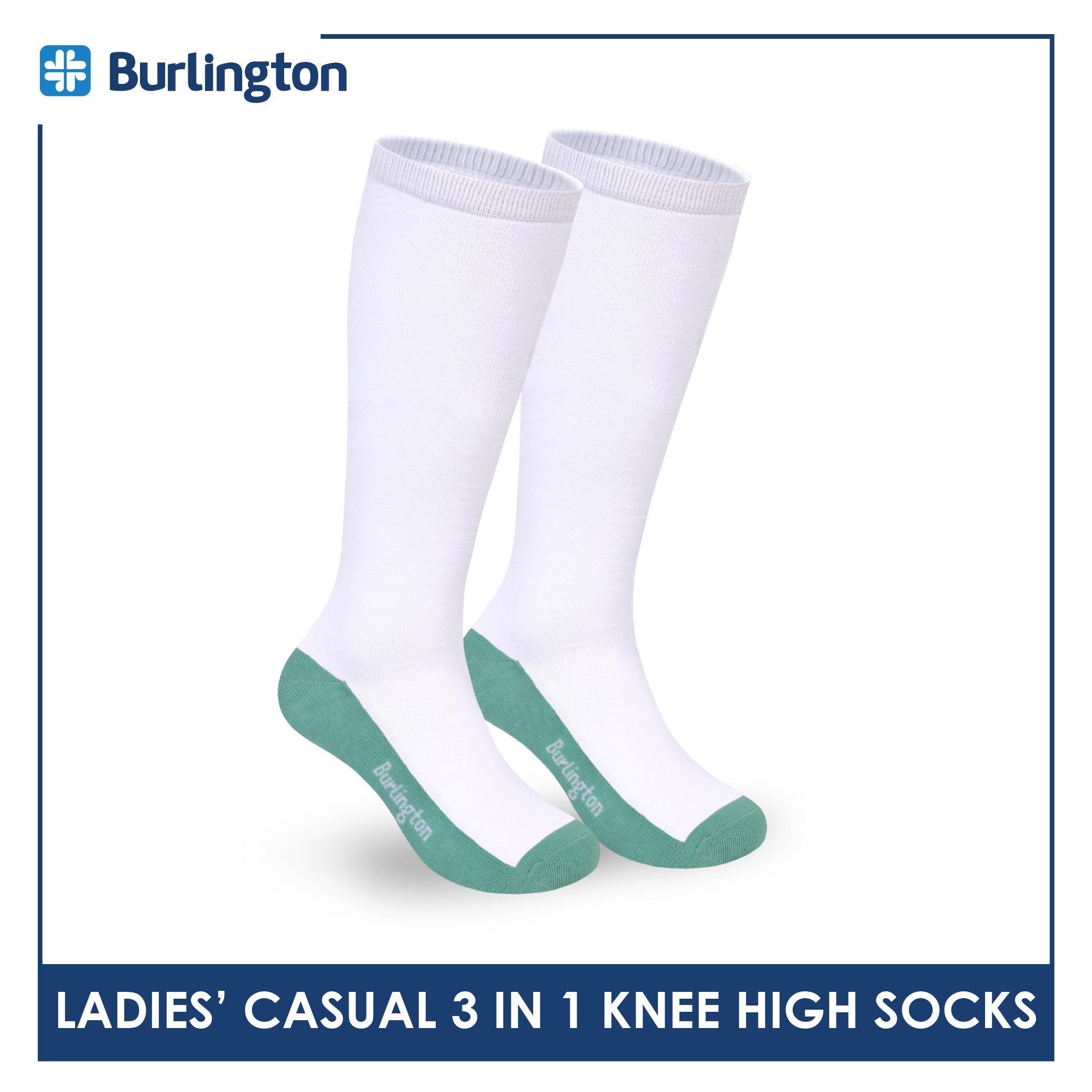 Burlington Ladie's Cotton Thin Casual Knee High Socks 3 pairs in a pack BLKHG1