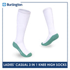 Burlington Ladie's Cotton Thin Casual Knee High Socks 3 pairs in a pack BLKHG1