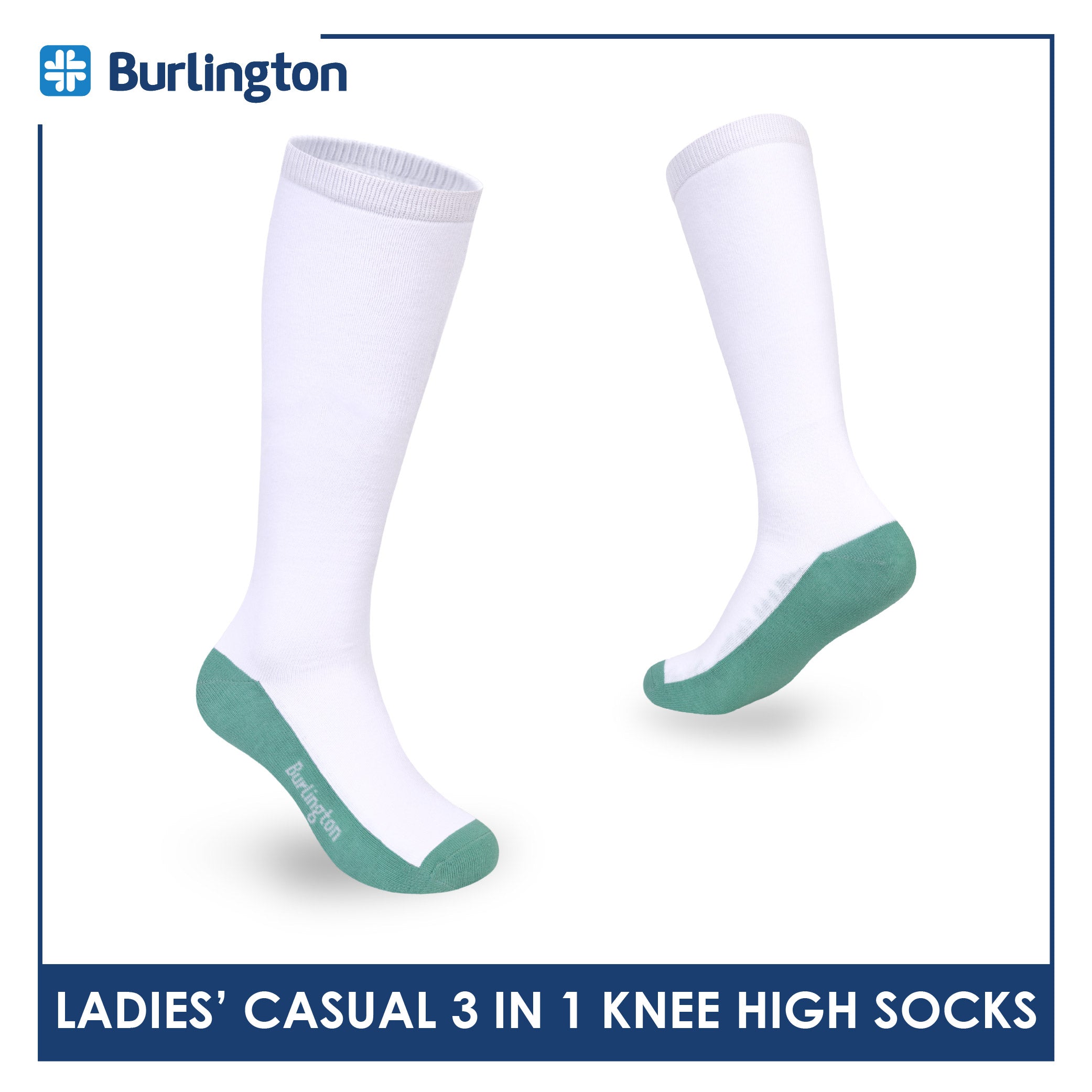 Burlington Ladie's Cotton Thin Casual Knee High Socks 3 pairs in a pack BLKHG1