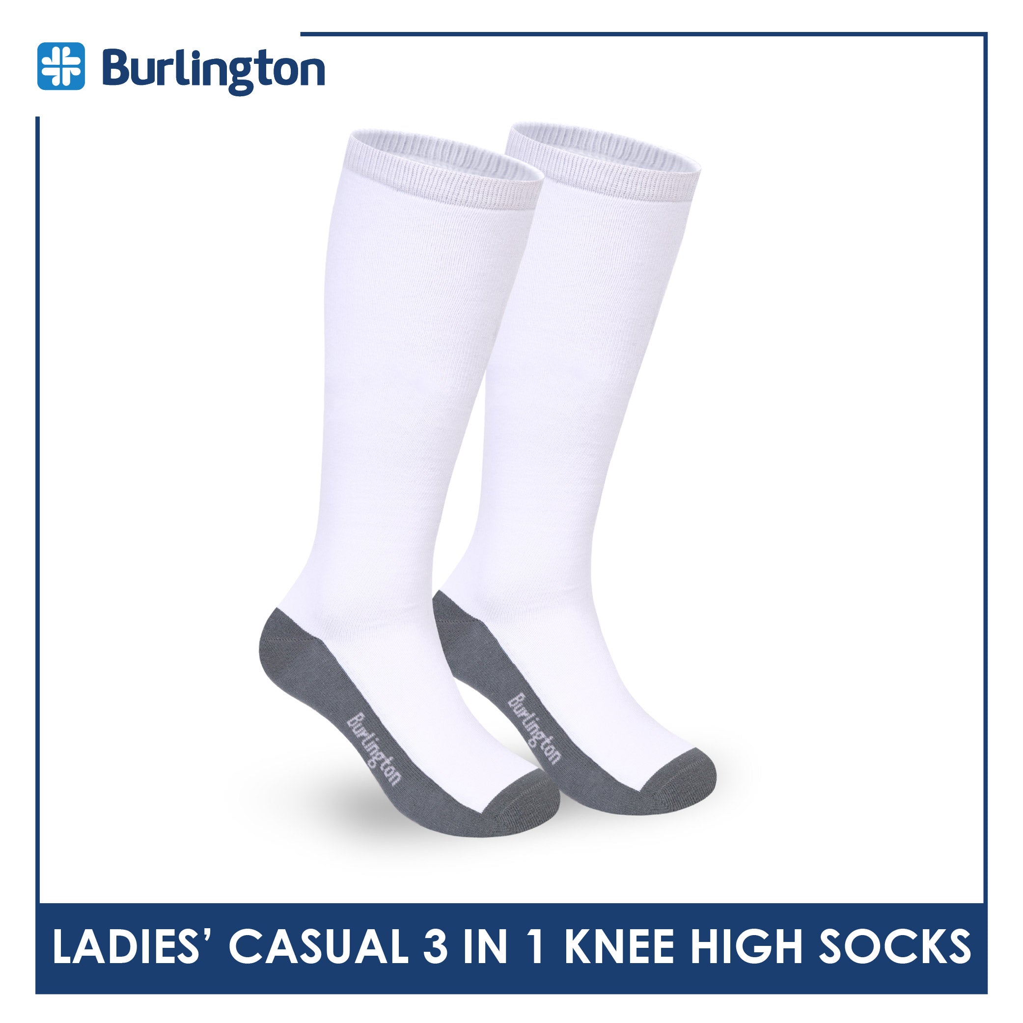 Burlington Ladie's Cotton Thin Casual Knee High Socks 3 pairs in a pack BLKHG1