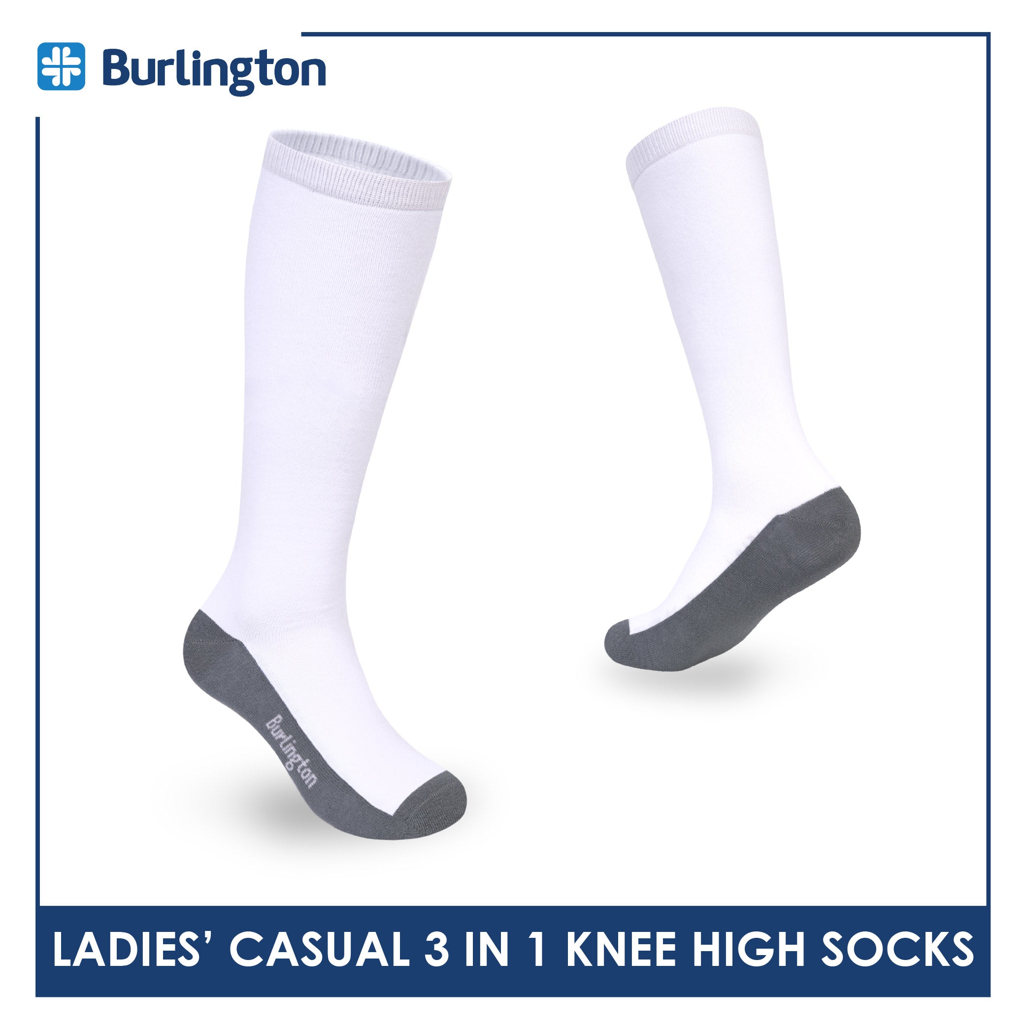 Burlington Ladie's Cotton Thin Casual Knee High Socks 3 pairs in a pack BLKHG1