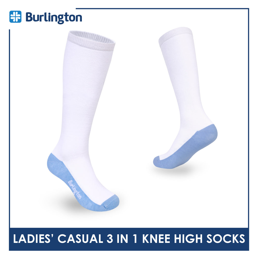 Burlington Ladie's Cotton Thin Casual Knee High Socks 3 pairs in a pack BLKHG1