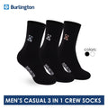 Burlington | Bearlington Men's Cotton Embroidered Casual Crew Socks 3 pairs in a pack TBME148