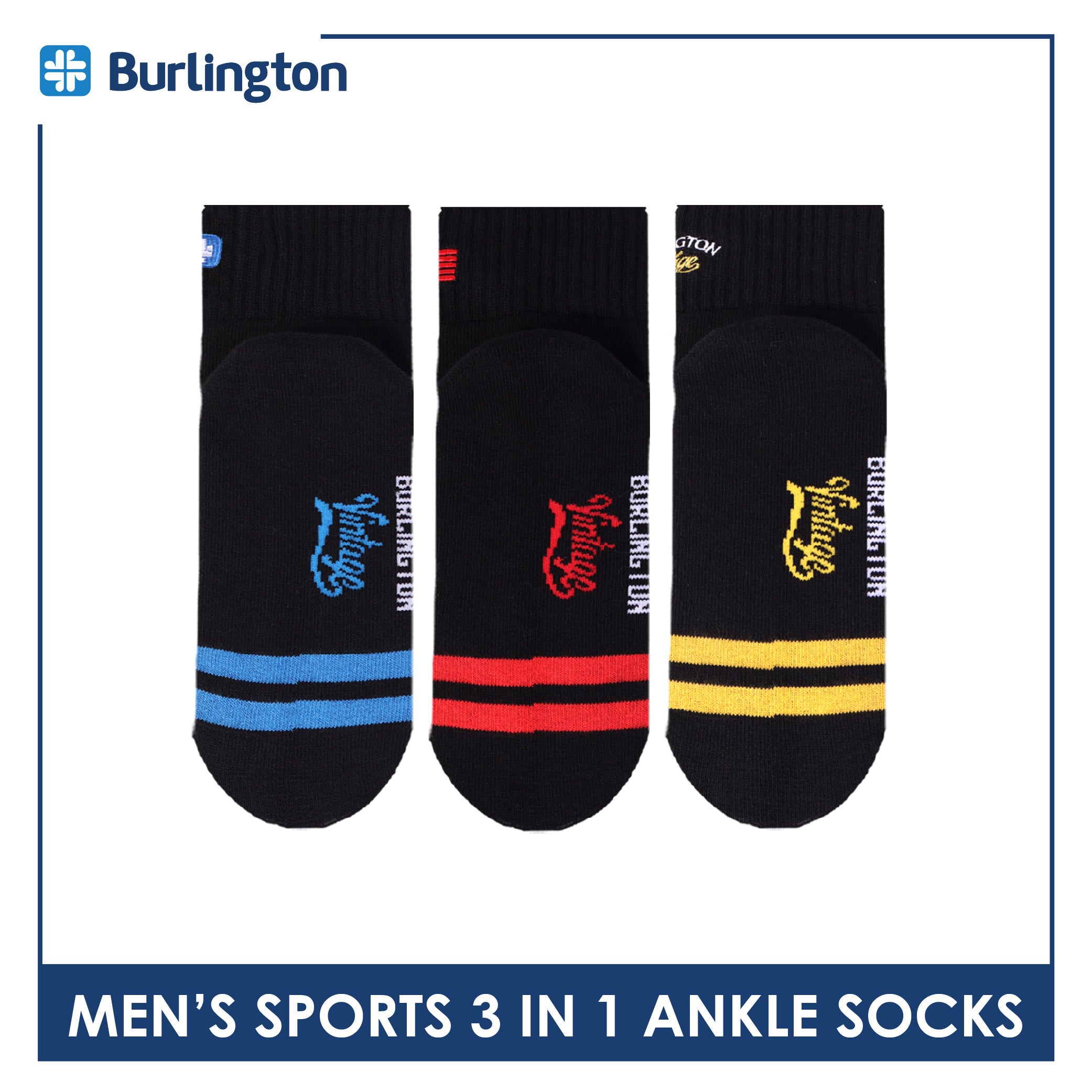 Burlington | Vintage Men’s Cotton Embroidered Thick Sports Ankle Socks 1 pair BMSEG611
