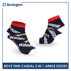 Burlington Boys’ Cotton Thin Casual Ankle Socks 3 pairs in 1 pack BBCG614