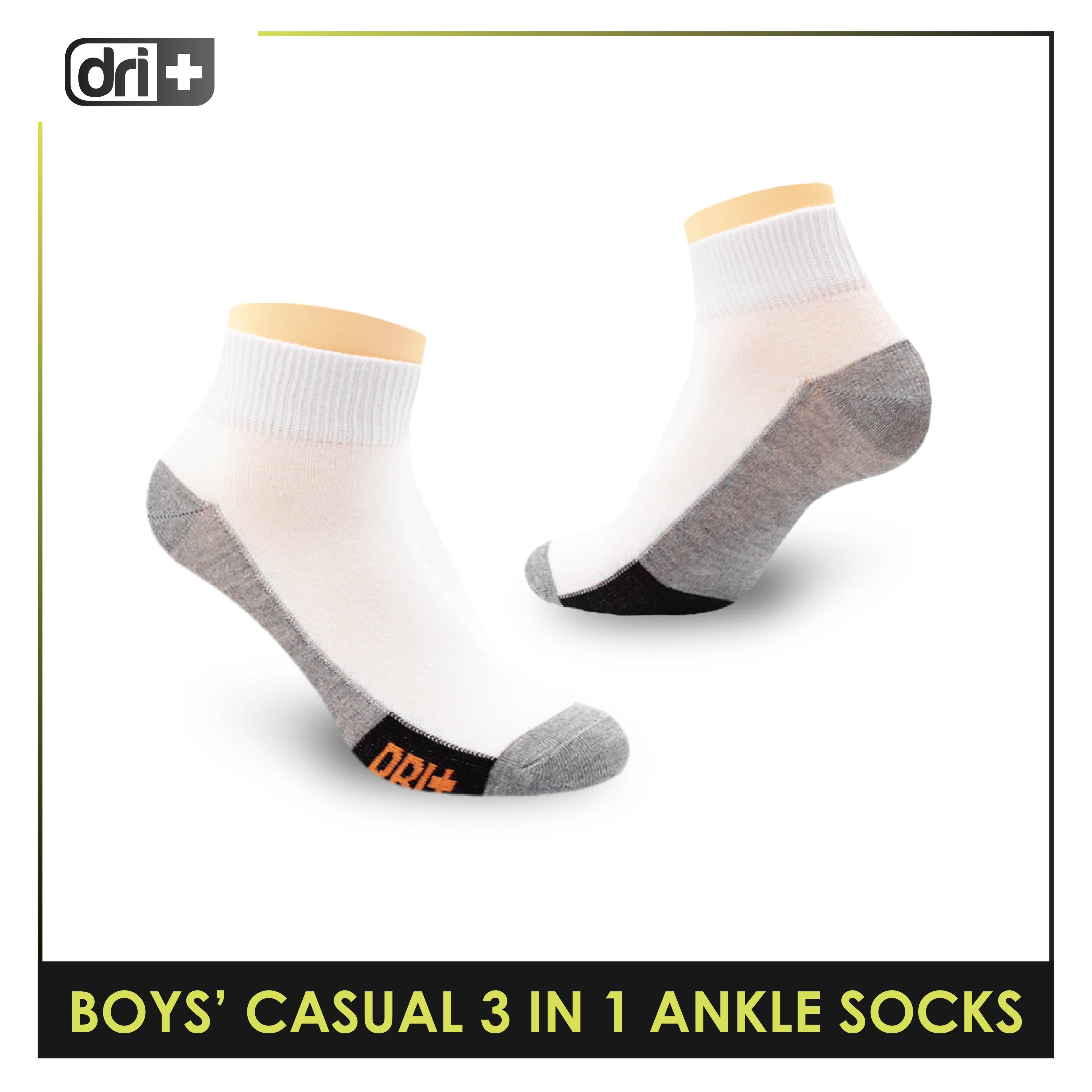 Dri Plus Boys Thin Casual Ankle Socks 3 pairs in a pack DBCKG6