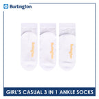 Burlington Girls’ Embossed Cotton Casual Ankle Socks 3 pairs in 1 pack BGCMG2