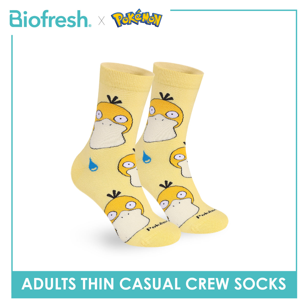 Biofresh | Pokemon Adults Antimicrobial Cotton Thin Casual Crew Socks 1 pair PKRMC631
