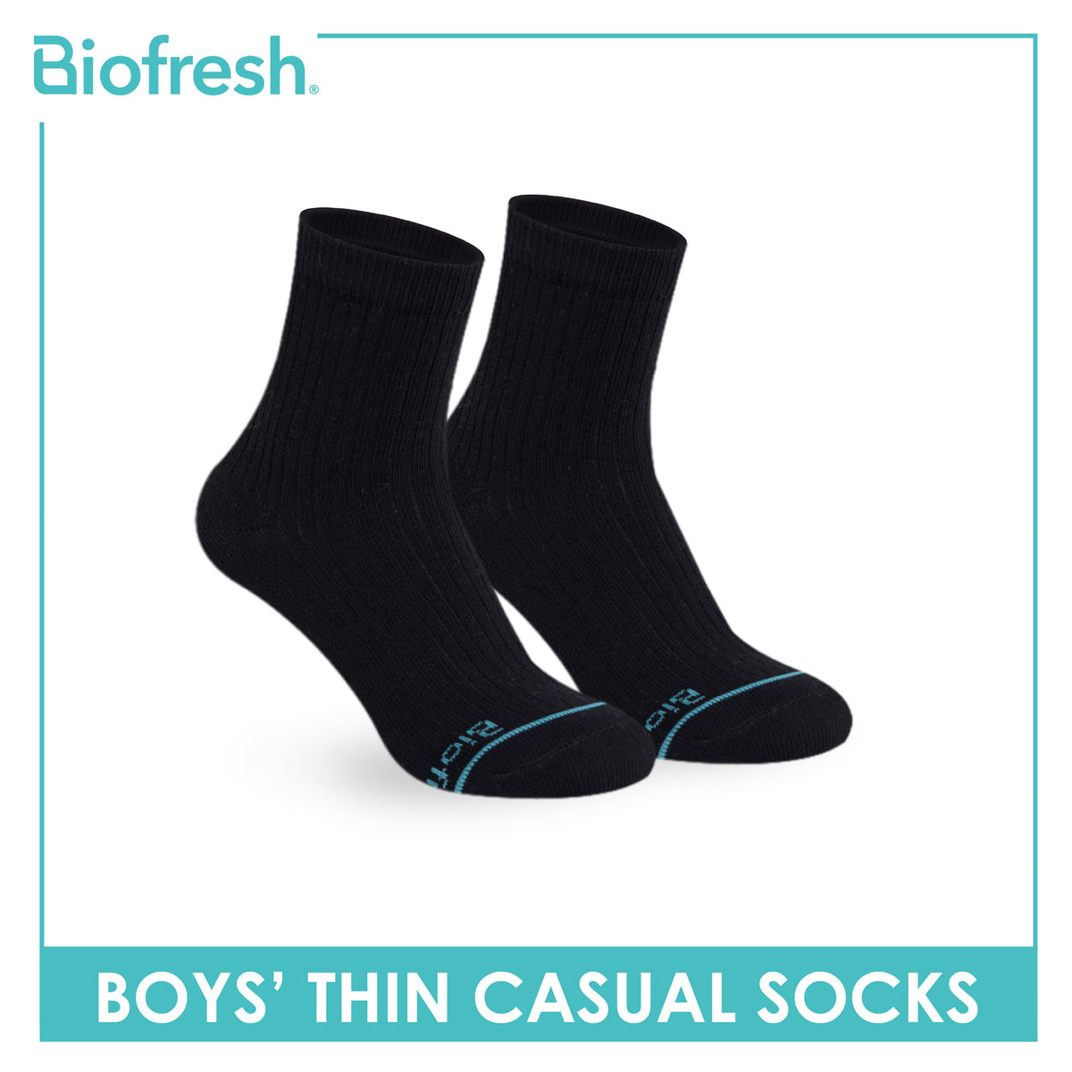 Biofresh Boys’ Antimicrobial Cotton Thin Casual Socks 1 pair in 1 pack RBC631