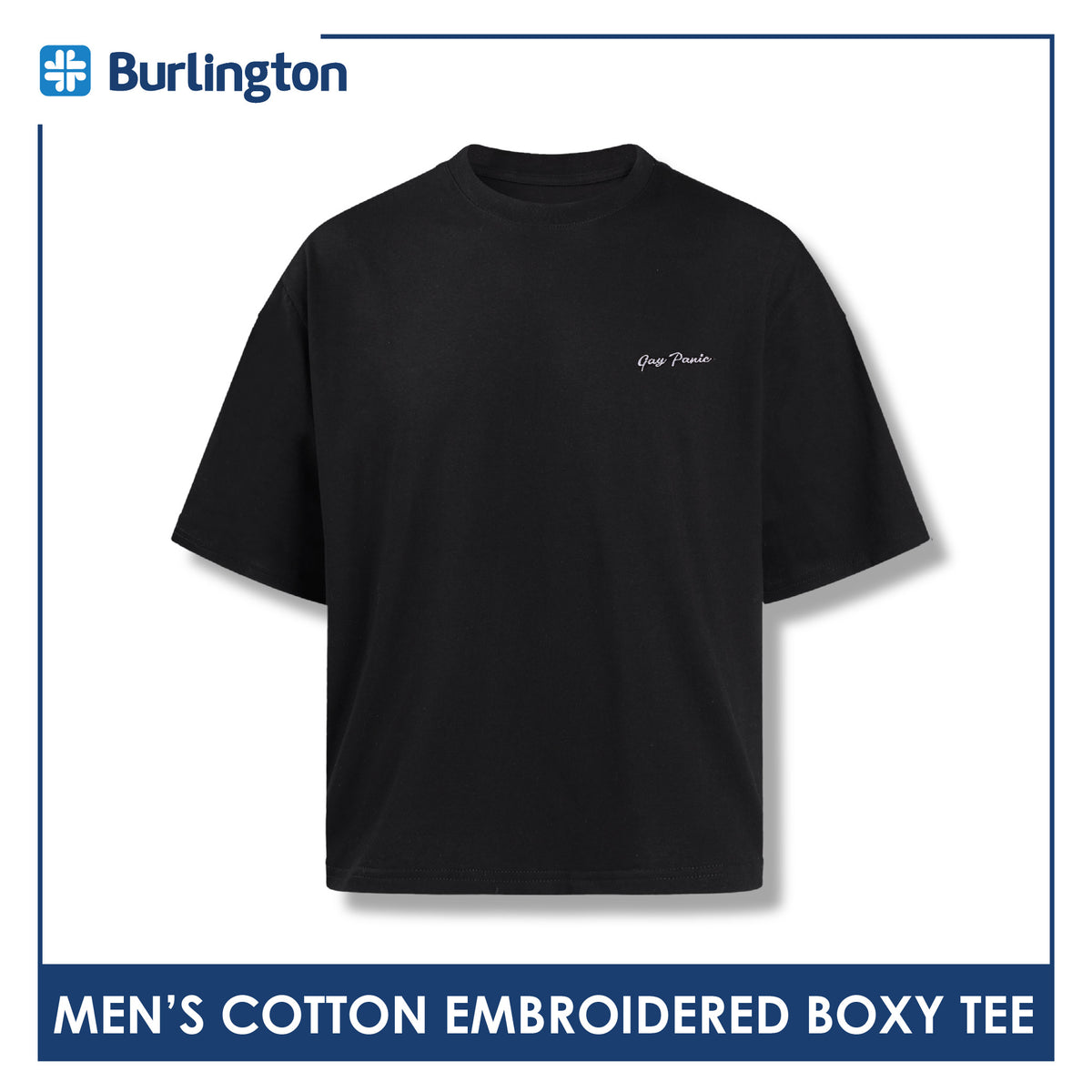 Burlington Men's Cotton Embroidered Boxy Tee 1 piece GTMSR631