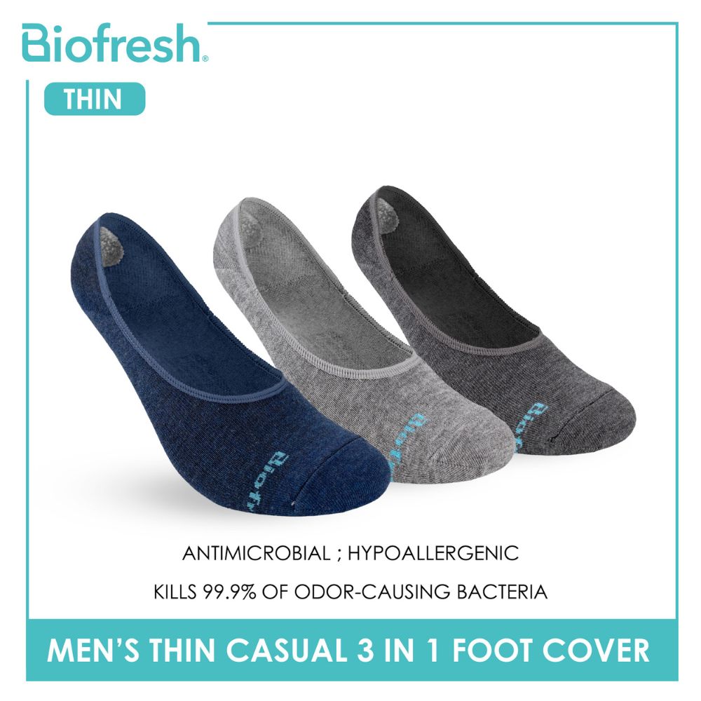 Biofresh Men’s Cotton Thin Casual Foot Cover With Heel Gel 3 pairs in a pack RMCFG5