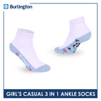 Burlington Girls’ Cotton Casual Ankle Socks 3 pairs in 1 pack BGCKG70