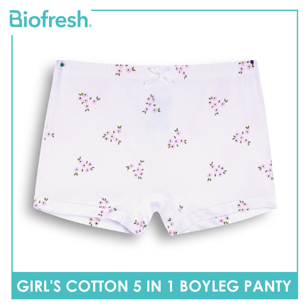 Biofresh Girls’ Antimicrobial Cotton Boyleg Panty 5 pieces in a pack UGPBG621F