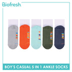 Biofresh Boys’ Antimicrobial Cotton Thin Casual Ankle Socks 5 pairs in 1 pack RBCKG2F