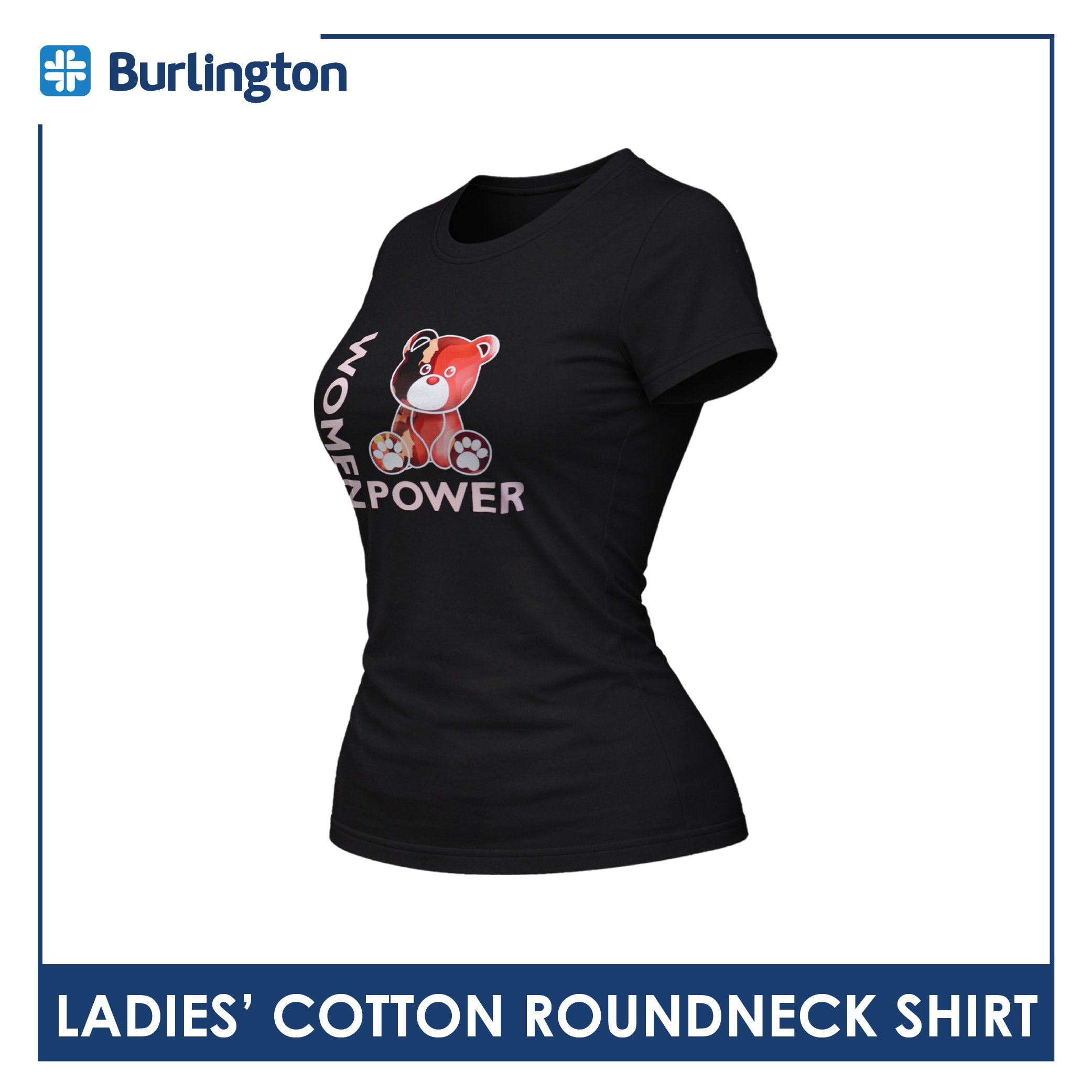 Burlington Ladies' Cotton Bearlington Women’s Month Roundneck Shirt 1pc TBLDSRWM2