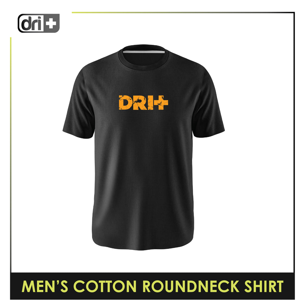 Dri Plus Men’s Anti-Odor Sweat Wicking Cotton Cracked Dri+ Logo Roundneck Shirt 1 piece DUMSRC611