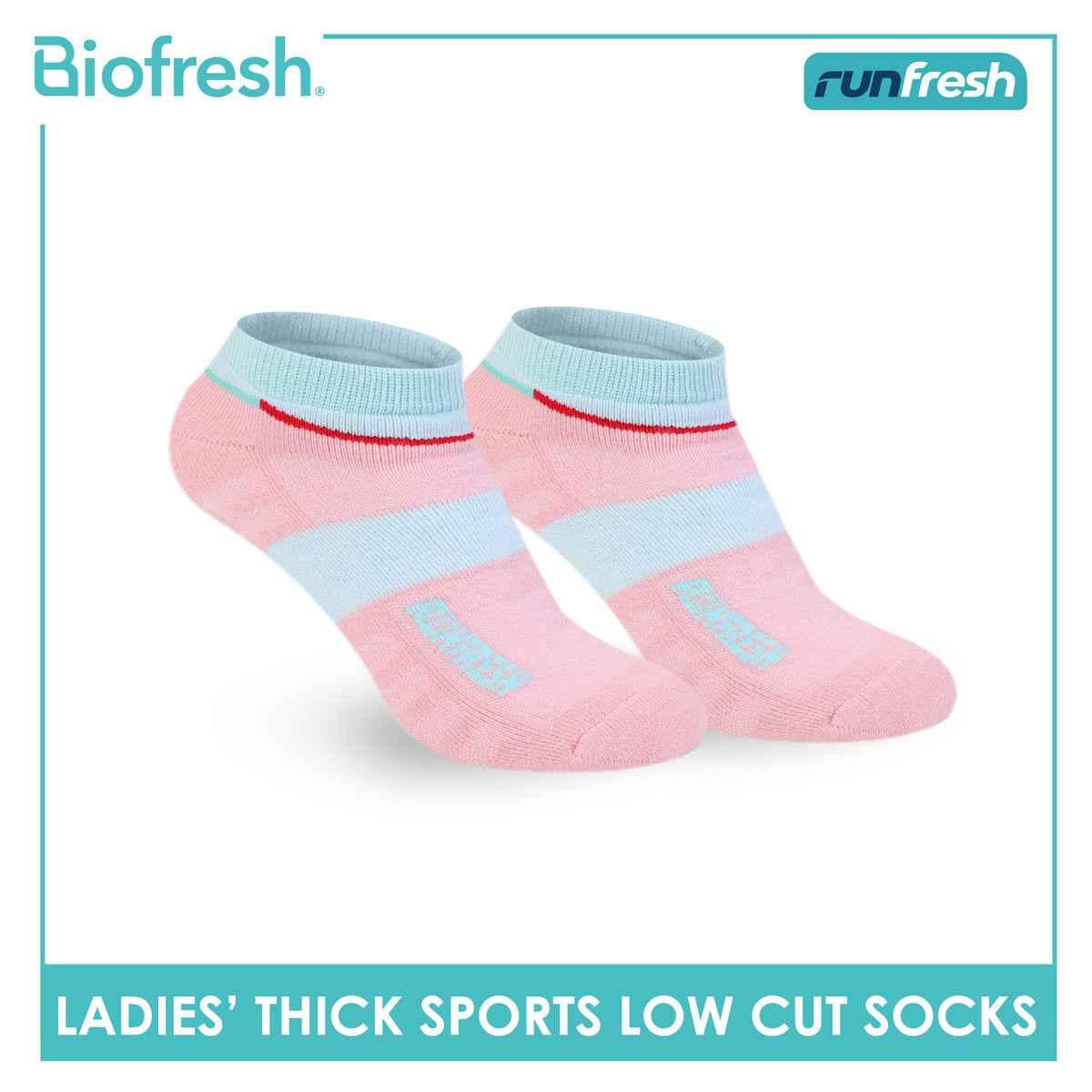 Biofresh Runfresh Ladies' Antimicrobial Cotton Thick Sports Low Cut Socks 1 pair RRLS611