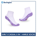Burlington Girls’ Cotton Thin Casual Ankle Socks 5 pairs in 1 pack BGCKG2F