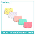 Biofresh Girls’ Antimicrobial Cotton Boyleg Panty 5 pieces in a pack UGPBG621F