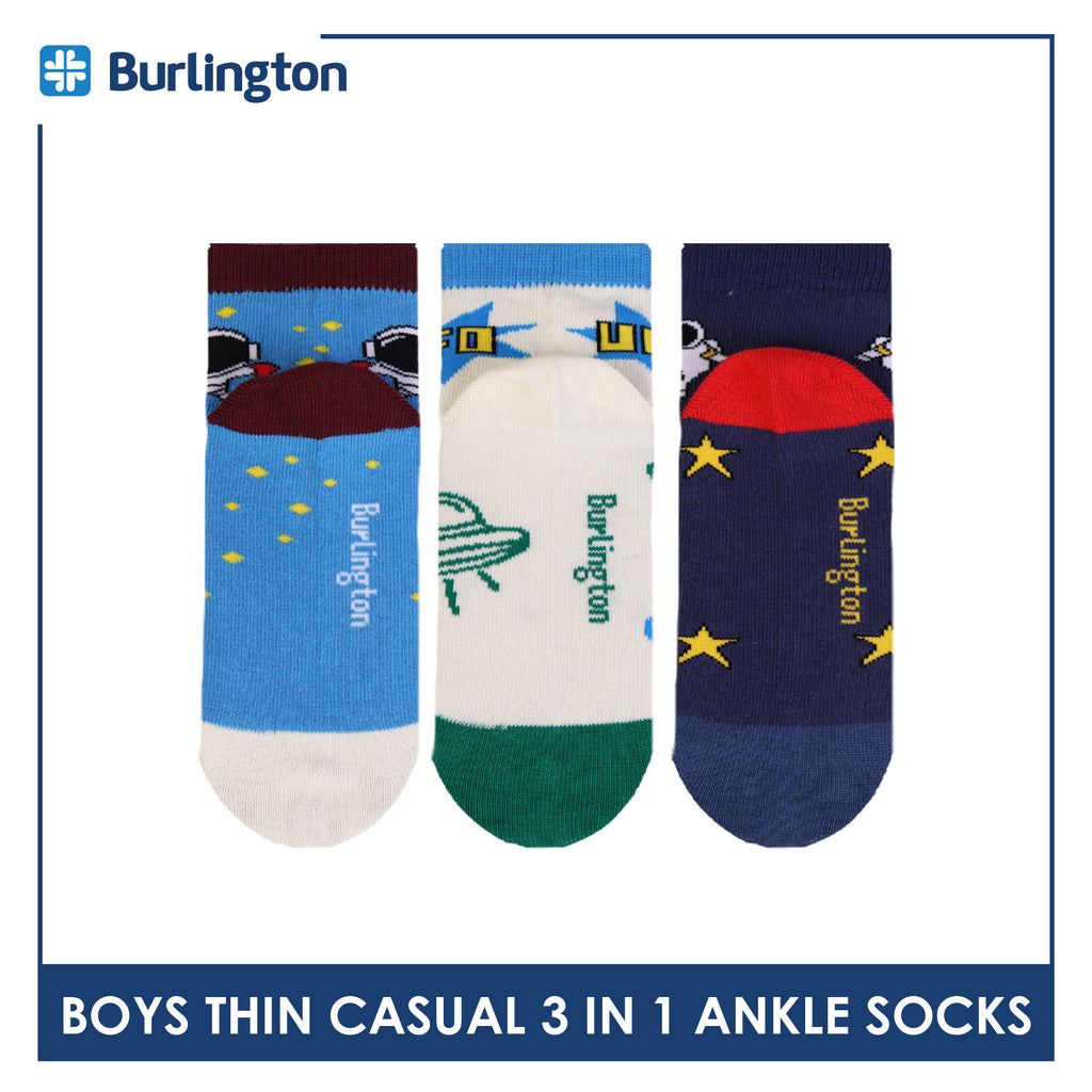 Burlington Boys’ Cotton Thin Casual Ankle Socks 3 pairs in 1 pack BBCG615