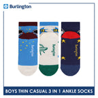 Burlington Boys’ Cotton Thin Casual Ankle Socks 3 pairs in 1 pack BBCG615