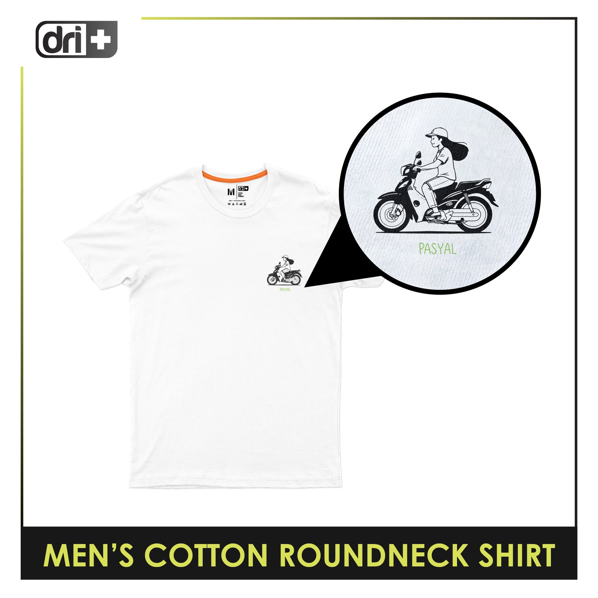 Dri plus Men's Cooltura Anti-Odor Sweat Wicking Cotton Roundneck Shirt Collection 1 piece DUMSRC614