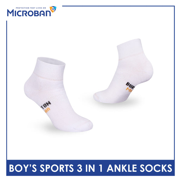 Microban Boys' Cotton Thick Sports Ankle Socks 3 pairs in a pack VBSKG14