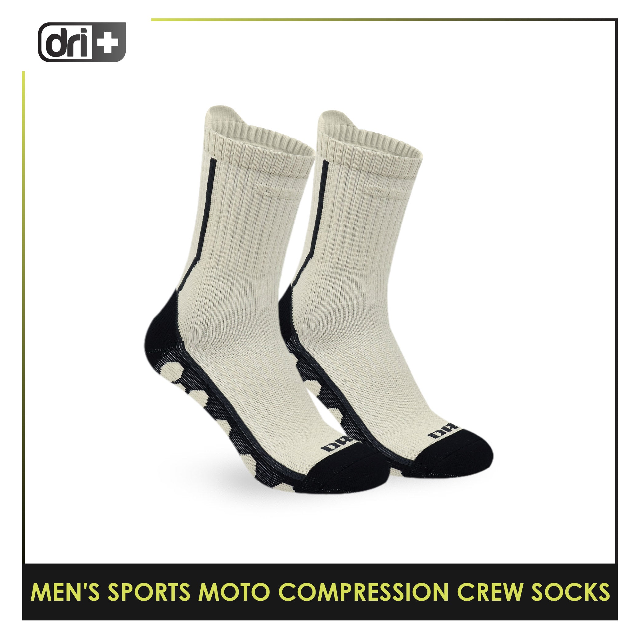 Dri plus Men’s Sports Moto Compression Crew Socks 1 pair DMS632