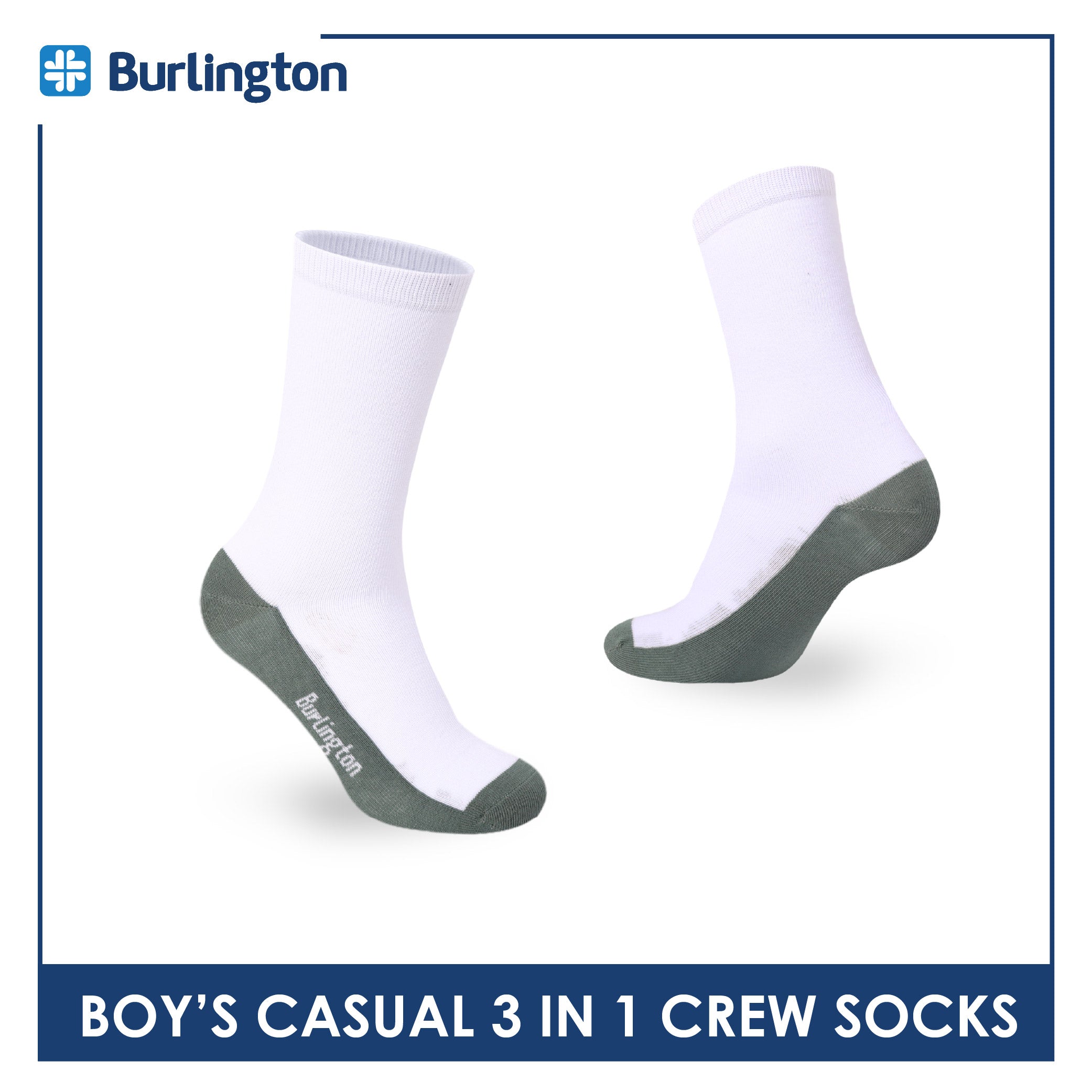 Burlington Boys’ Cotton Casual Crew Socks 3 pairs in 1 pack BBCKG84