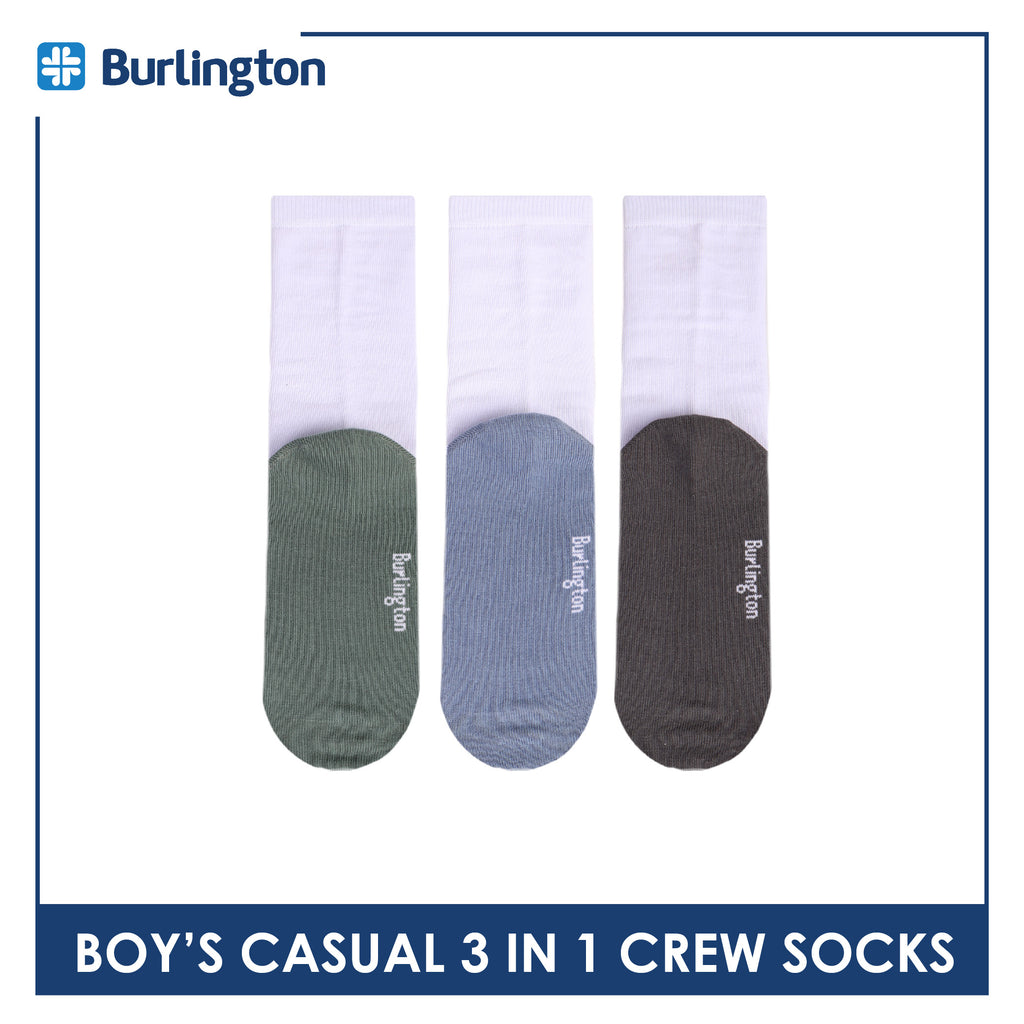 Burlington Boys’ Cotton Casual Crew Socks 3 pairs in 1 pack BBCKG84