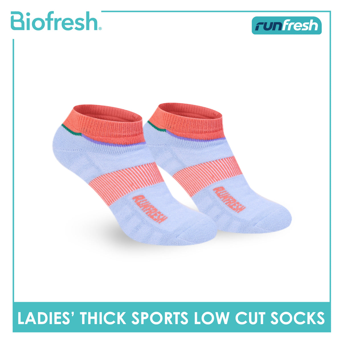 Biofresh Runfresh Ladies' Antimicrobial Cotton Thick Sports Low Cut Socks 1 pair RRLS611
