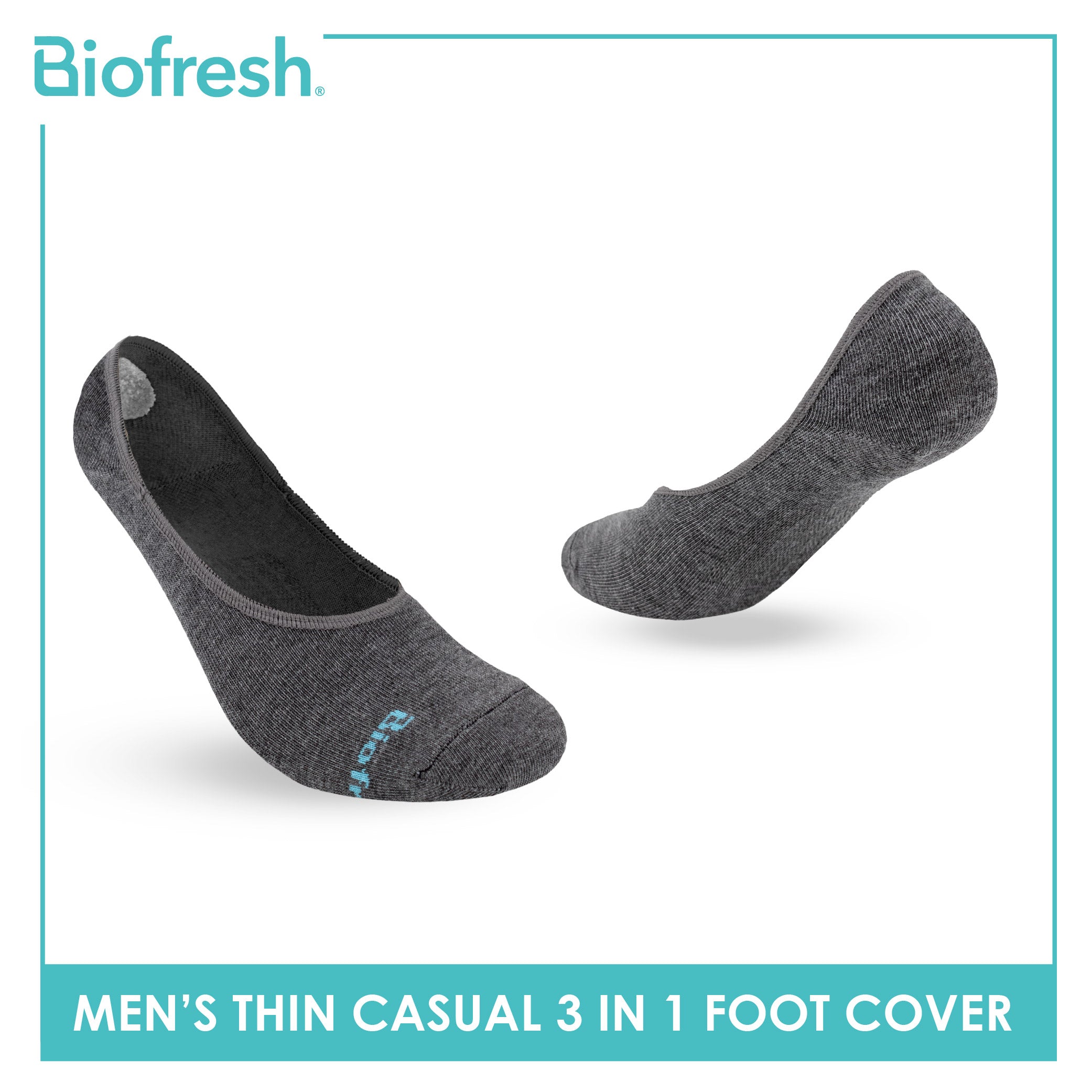 Biofresh Men’s Cotton Thin Casual Foot Cover With Heel Gel 3 pairs in a pack RMCFG5