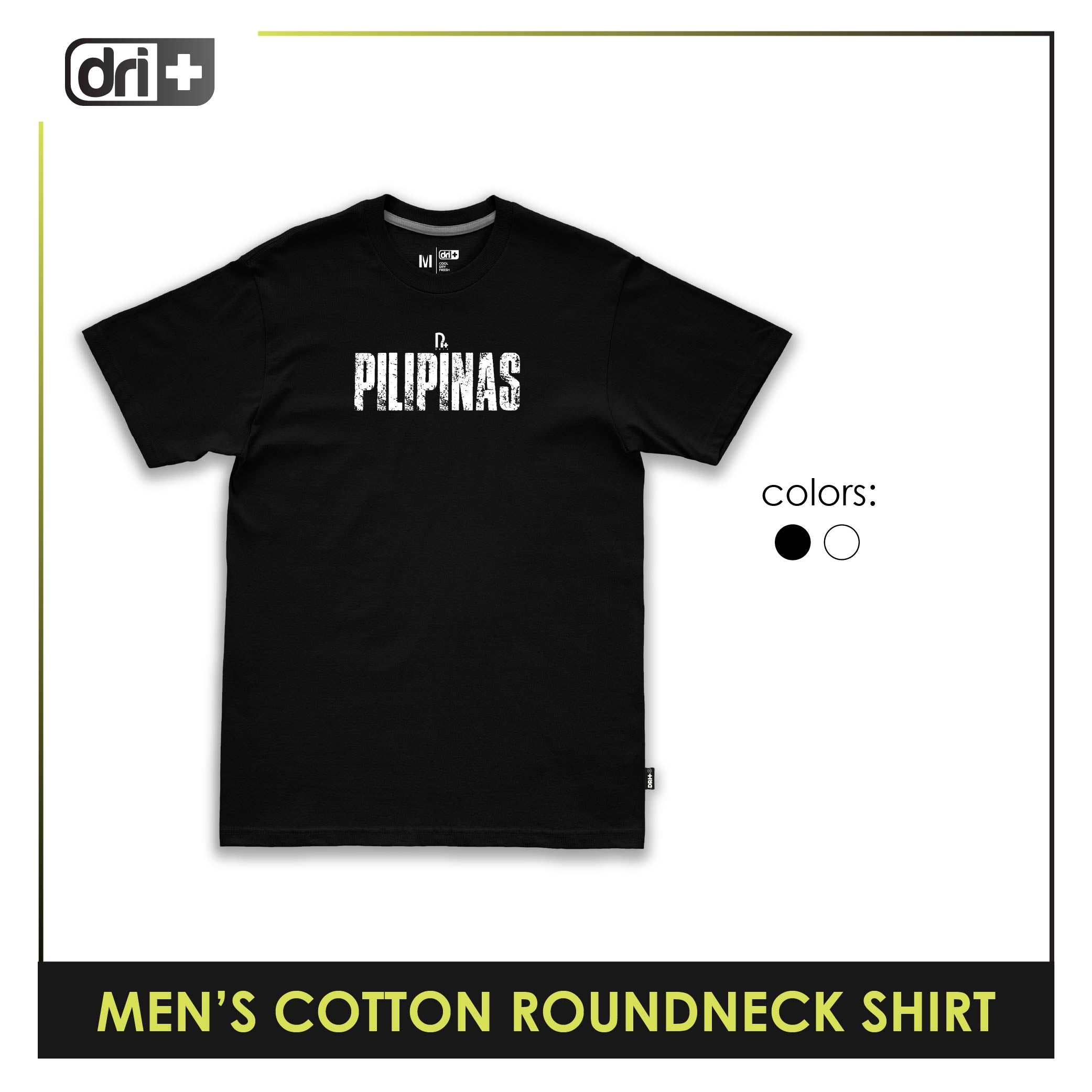 Dri Plus Pilipinas Men’s Anti-Odor Sweat Wicking Cotton Roundneck Shirt 1 piece DUMSRC534