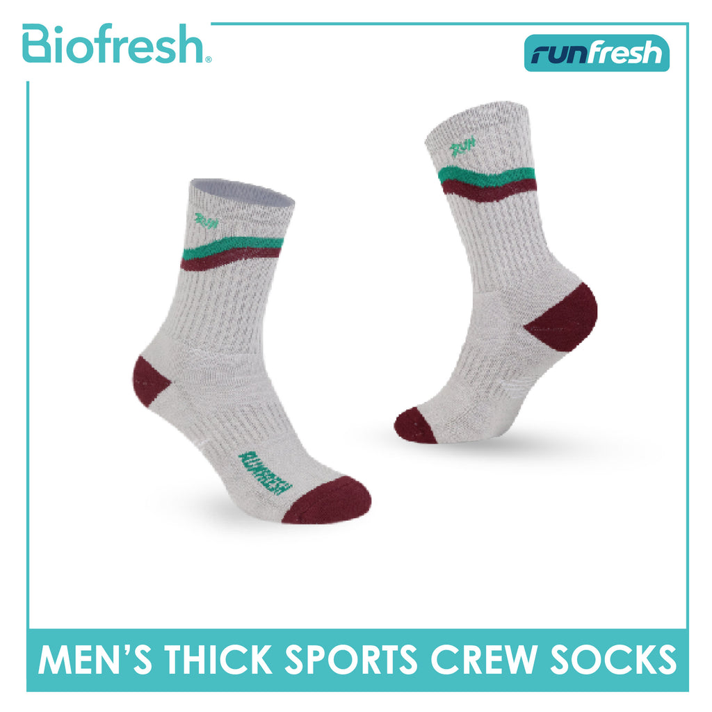 Biofresh Runfresh Men's Antimicrobial Cotton Embroidered Thick Sports Crew Socks 1 pair RRMSE632