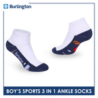 Burlington Boys’ Cotton Sports Ankle Socks 3 pairs in 1 pack BBSKG40