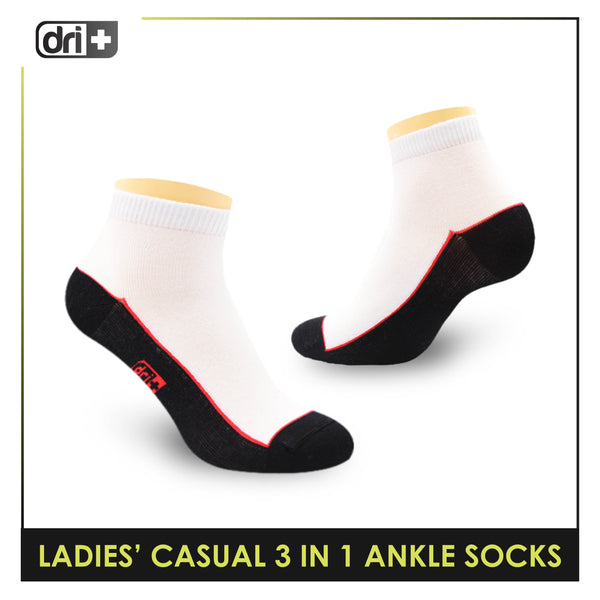 Dri Plus Ladies' Lite Casual Ankle Socks 3 pairs in a pack DLCKG35