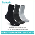 Biofresh Men's Antimicrobial Cotton Lite Thick Sports Crew Socks 3 pairs in a pack RMSKG24