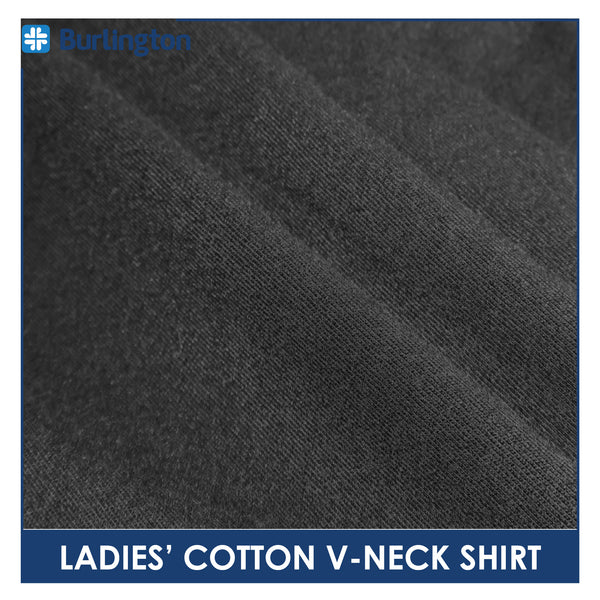 Burlington Ladies' Cotton Embroidered Bearlington Collection V-Neck Shirt 1pc TBLESV1