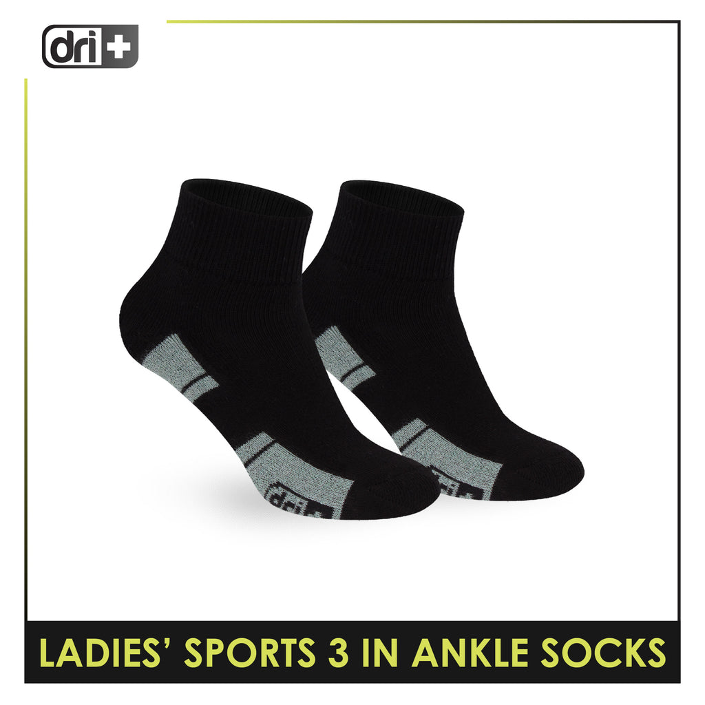 Dri Plus Ladies' Thick Sports Ankle Socks 3 pairs in 1 pack DLSKG19