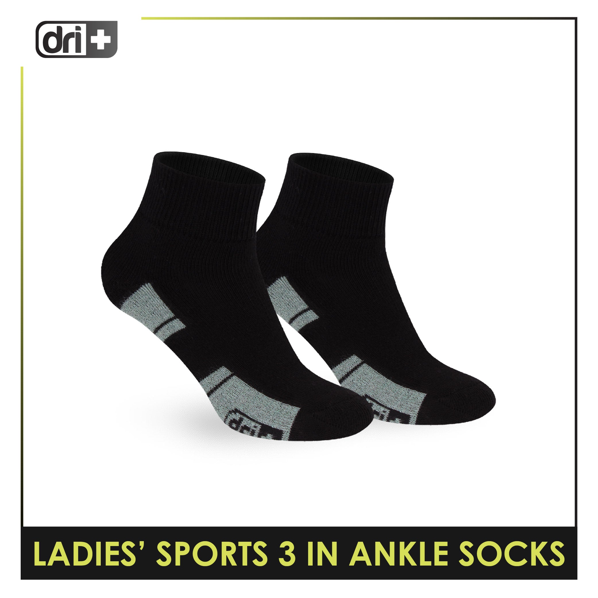 Dri Plus Ladies' Thick Sports Ankle Socks 3 pairs in 1 pack DLSKG19
