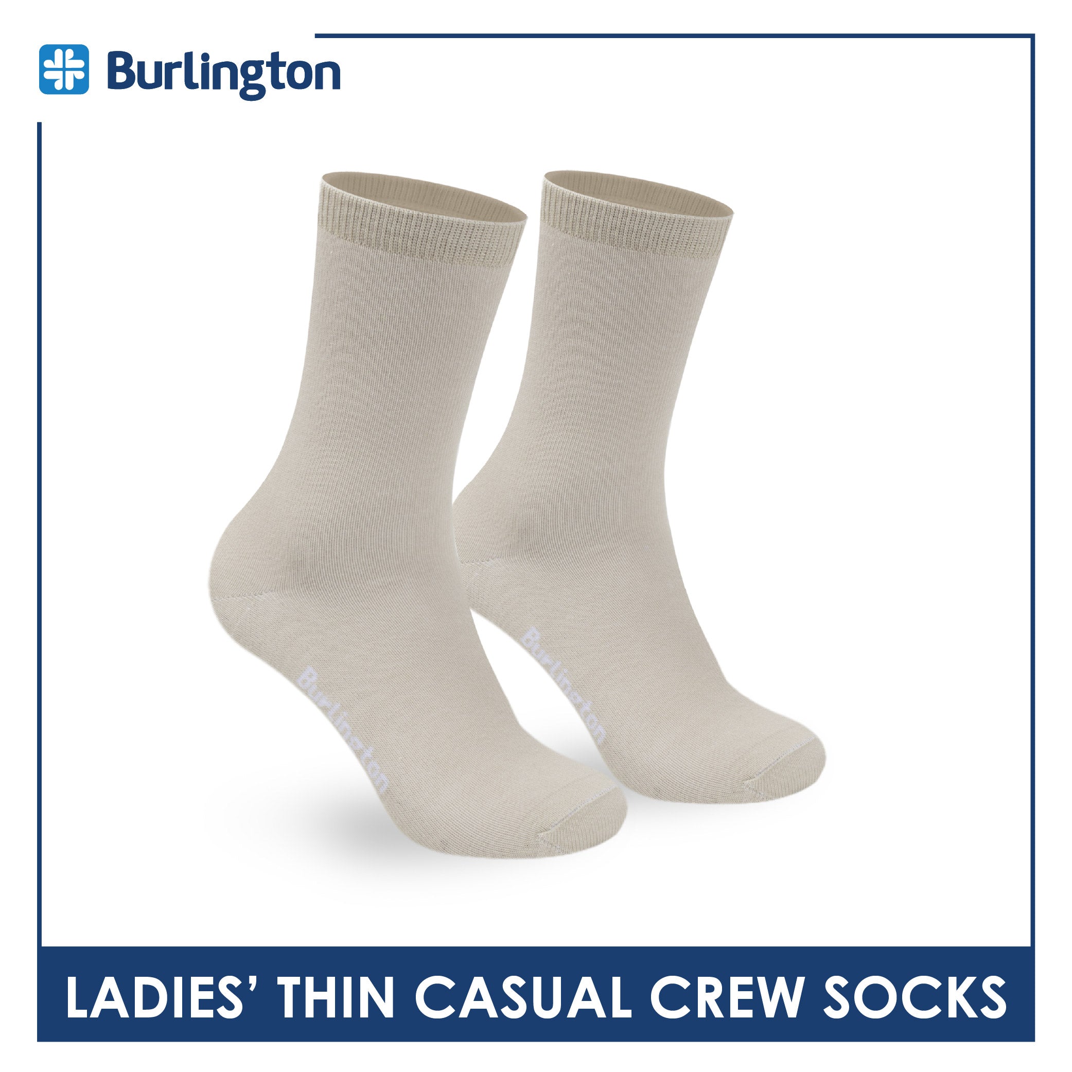 Burlington Ladies Cotton Stick & Style Thin Casual Crew Socks 1 pair BLCD631