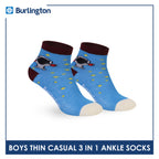 Burlington Boys’ Cotton Thin Casual Ankle Socks 3 pairs in 1 pack BBCG615