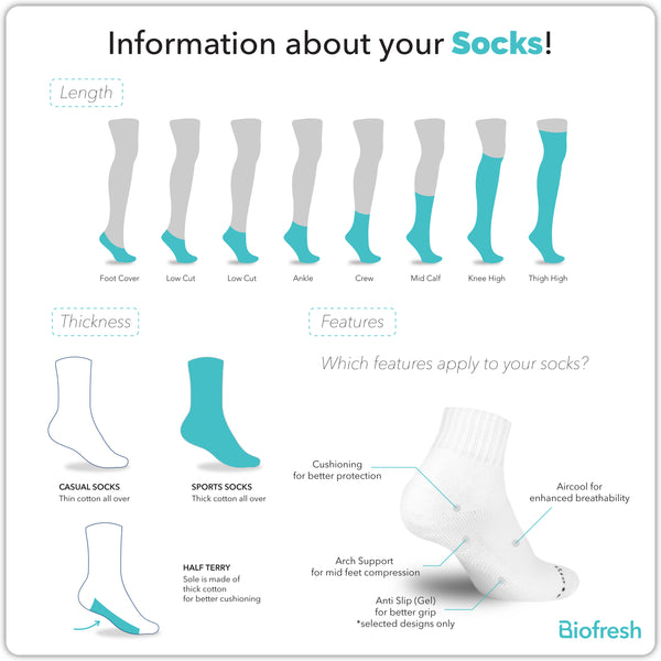Biofresh Men's Antimicrobial Cotton Lite Thick Sports Crew Socks 3 pairs in a pack RMSKG24