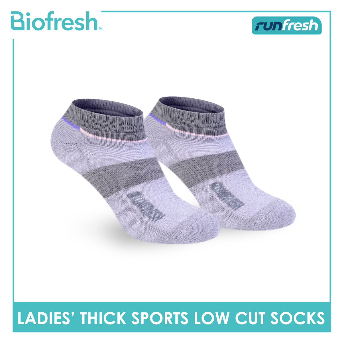 Biofresh Runfresh Ladies' Antimicrobial Cotton Thick Sports Low Cut Socks 1 pair RRLS611
