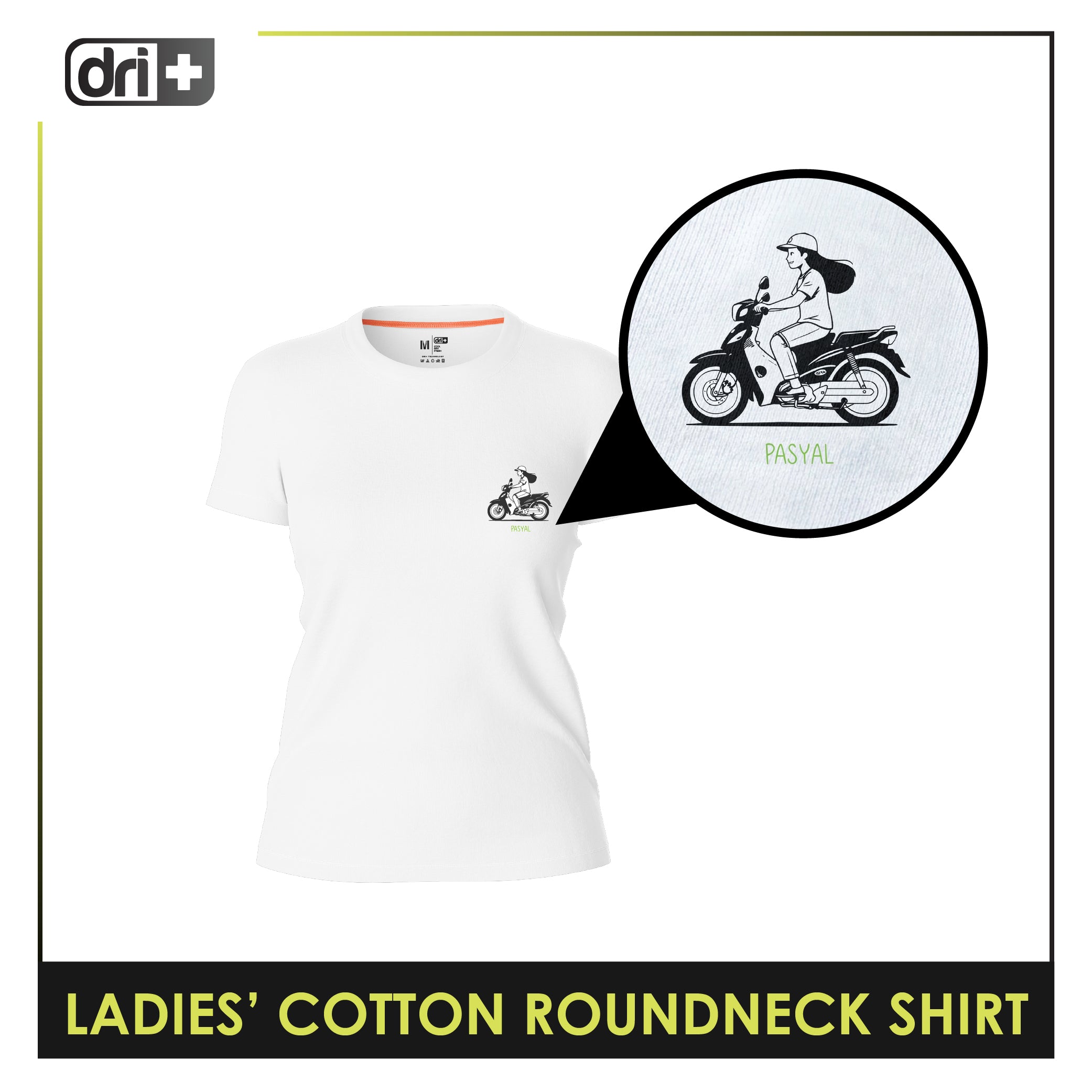 Dri plus Ladies’ Cooltura Anti-Odor Sweat Wicking Cotton Roundneck Shirt Collection 1 pc DULSRC611