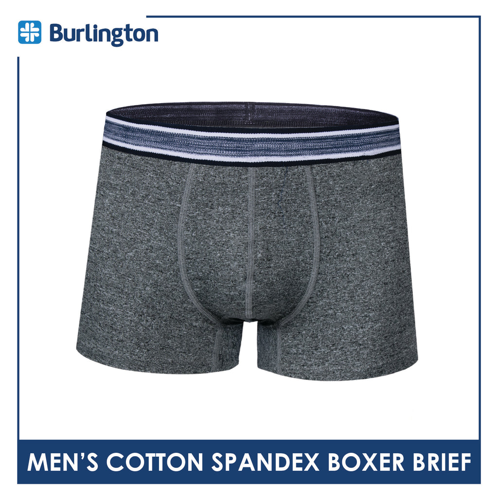 Burlington Men's Cotton Spandex Boxer Brief 1 piece GTMBBFS3 (Limited Time Offer)